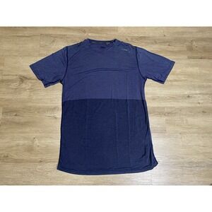 Brooks Mens Size L Run Distance Short Sleeve Performance Shirt Blue